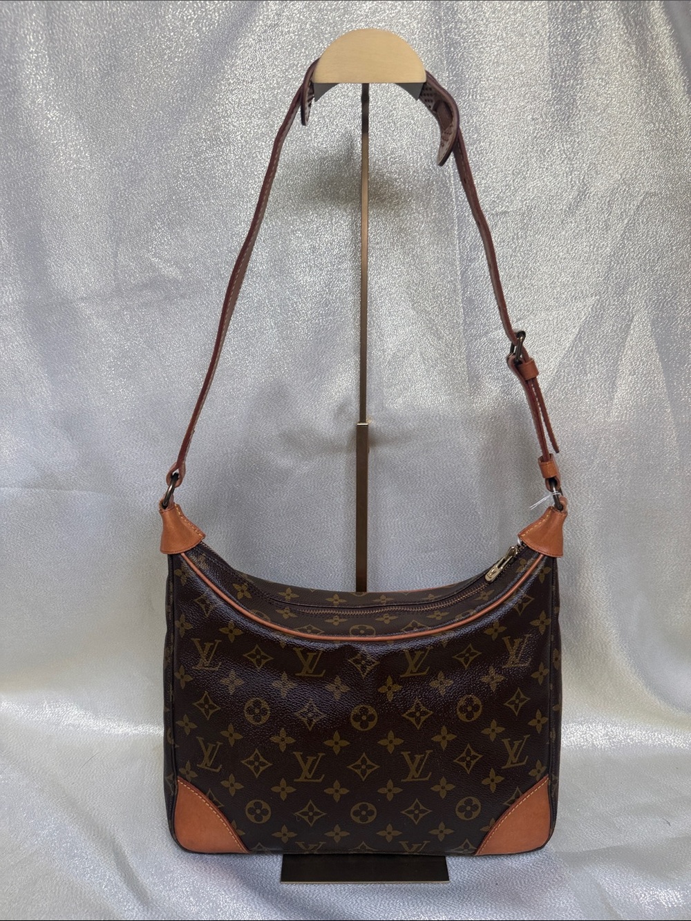 Louis Vuitton Monogram Boulogne 30 Canvas Shoulder Bag with Tan Leather Trim